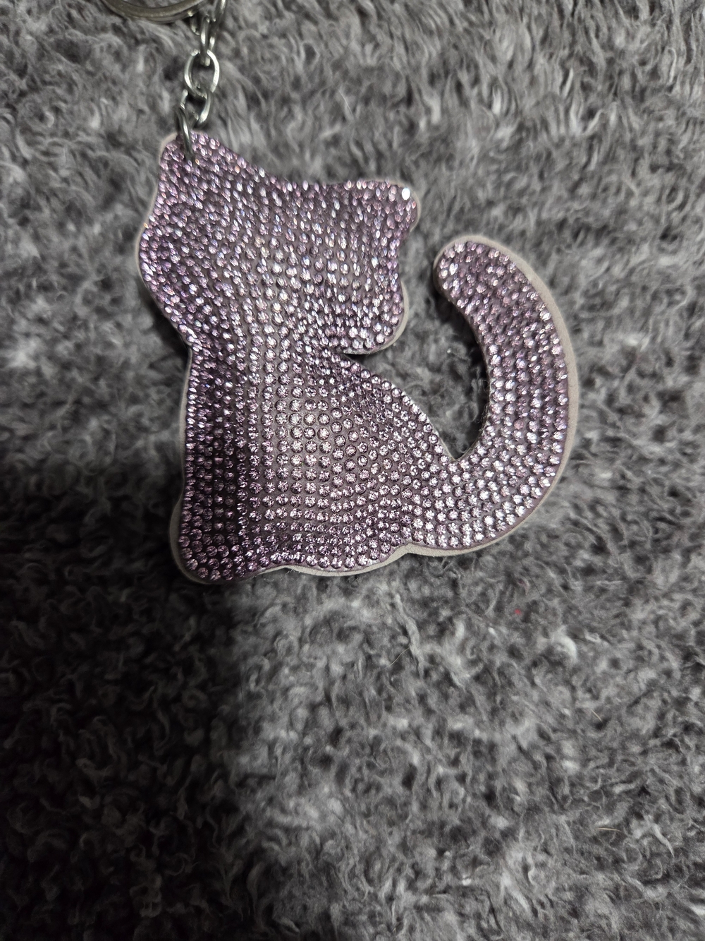 Pink Rhinestone Cat Key Charm - Picture 3 of 3